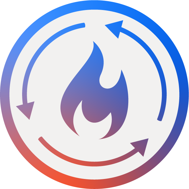 icon of fire with arrows circumnavigating the fire